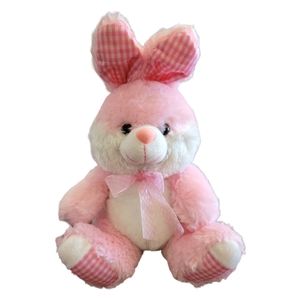 Vtg Pink Stuffed Plush Easter Bunny Rabbit Megatoys